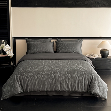 91家纺网 家纺一手货源 找家纺 2025新款天丝棉提花系列四件套 绅士灰