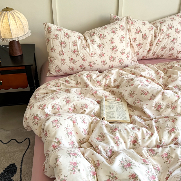 91家纺网 家纺一手货源 找家纺 梦莱斯 2025新款A类有氧针织棉双层纱系列四件套 妮可