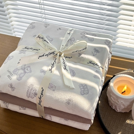 91家纺网 家纺一手货源 找家纺 （总）优选 2025加厚针织棉双层纱四件套小碎花被套床单床笠款学生三件套新款直播爆款（第一批）【提供买家秀】