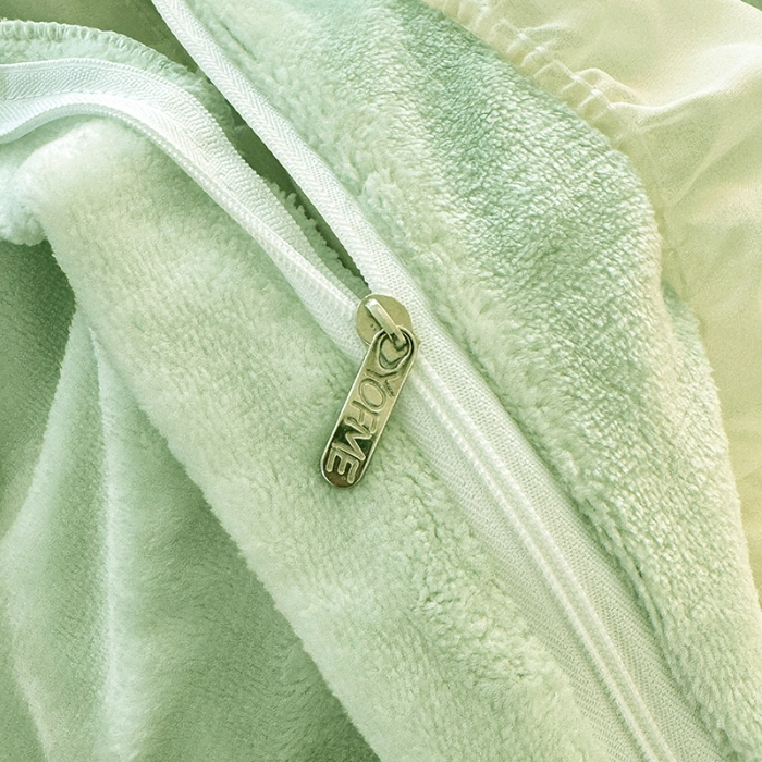 91家纺网 家纺一手货源 找家纺 苏米娜2024秋冬新款法式公主风少女心牛奶绒四件套立体贴布绣花绒蝴蝶刺绣床裙款四件套  伊甸园—新芽绿  