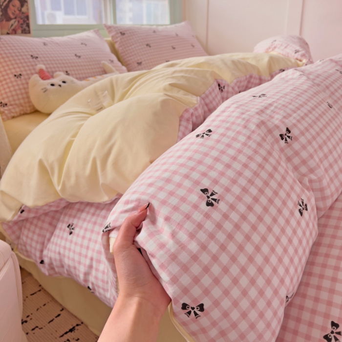 91家纺网 家纺一手货源 找家纺 坚果摄影   小清新小红书自然光印花四件套拍摄样片