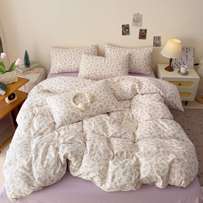 91家纺网 家纺一手货源 找家纺 坚果摄影    小清新小红书自然光印花四件套拍摄样片