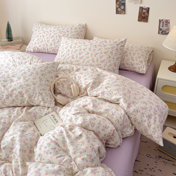 91家纺网 家纺一手货源 找家纺 坚果摄影    小清新小红书自然光印花四件套拍摄样片