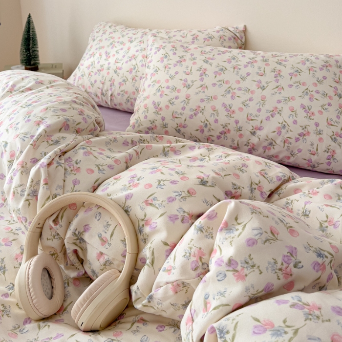 91家纺网 家纺一手货源 找家纺 坚果摄影    小清新小红书自然光印花四件套拍摄样片