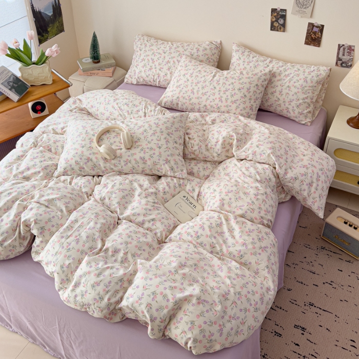 91家纺网 家纺一手货源 找家纺 坚果摄影    小清新小红书自然光印花四件套拍摄样片