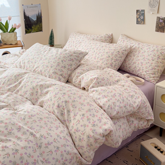 91家纺网 家纺一手货源 找家纺 坚果摄影    小清新小红书自然光印花四件套拍摄样片