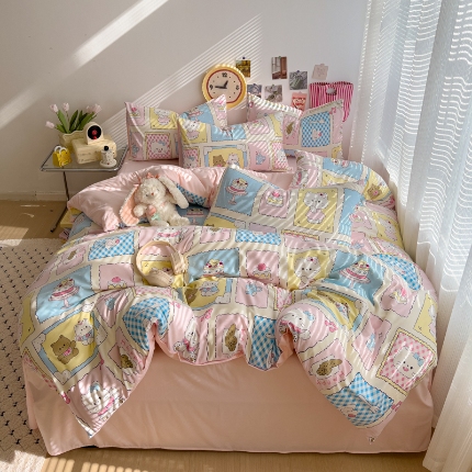 91家纺网 家纺一手货源 找家纺 坚果视觉    小清新小红书自然光印花四件套拍摄样片