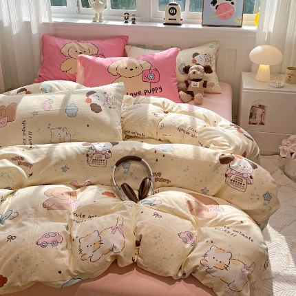 91家纺网 家纺一手货源 找家纺 坚果摄影    小清新小红书自然光印花四件套拍摄样片