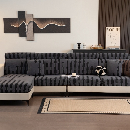 91家纺网 家纺一手货源 找家纺 沐沐 2026新款阳离子沙发笠 茂林修竹-深灰