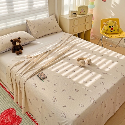 91家纺网 家纺一手货源 找家纺 （总） 2025新款亲肤柔软100棉全棉印花单品床单床笠枕套