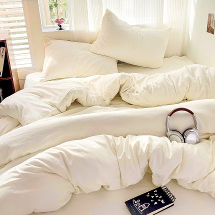 91家纺网 家纺一手货源 找家纺 （总）艾特你 2025新款水洗棉双拼四件套宿舍三件套床单被套枕套学生