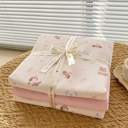 91家纺网 家纺一手货源 找家纺 （总）壹号库家纺 2025新款秋冬加厚款A类有氧双层纱针织绵亲肤小清新印花三件套四件套（专版花型）