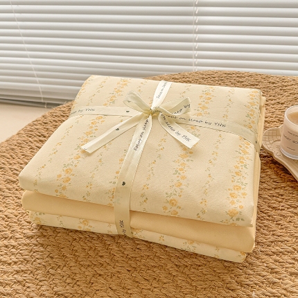 91家纺网 家纺一手货源 找家纺 （总）壹号库家纺 2025新款秋冬加厚款A类有氧双层纱针织绵亲肤小清新印花三件套四件套（专版花型）