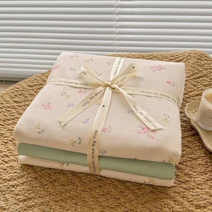 91家纺网 家纺一手货源 找家纺 （总）壹号库家纺 2025新款秋冬加厚款A类有氧双层纱针织绵亲肤小清新印花三件套四件套（专版花型）