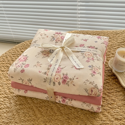 91家纺网 家纺一手货源 找家纺 （总）壹号库家纺 2025新款秋冬加厚款A类有氧双层纱针织绵亲肤小清新印花三件套四件套（专版花型）