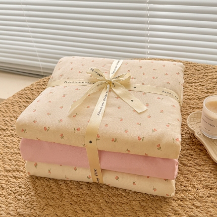 91家纺网 家纺一手货源 找家纺 （总）壹号库家纺 2025新款秋冬加厚款A类有氧双层纱针织绵亲肤小清新印花三件套四件套（专版花型）