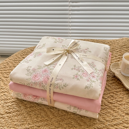 91家纺网 家纺一手货源 找家纺 （总）壹号库家纺 2025新款秋冬加厚款A类有氧双层纱针织绵亲肤小清新印花三件套四件套（专版花型）