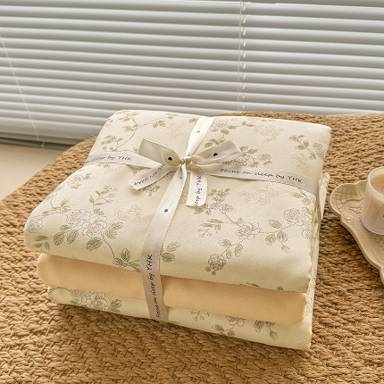 91家纺网 家纺一手货源 找家纺 （总）壹号库家纺 2025新款秋冬加厚款A类有氧双层纱针织绵亲肤小清新印花三件套四件套（专版花型）