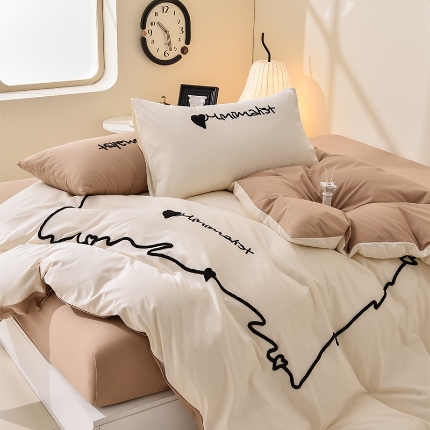 91家纺网 家纺一手货源 找家纺 （总）炫拼家纺 2025新款灵动系A类全棉40支水洗棉毛巾绣四件套