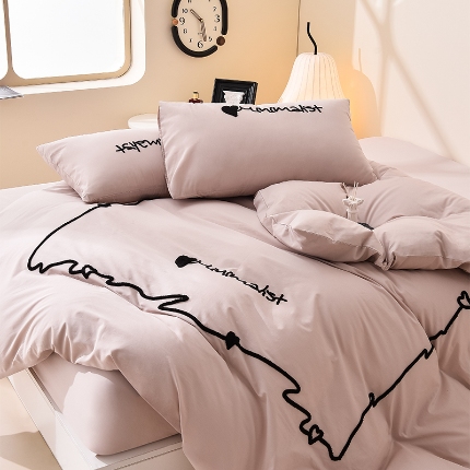 91家纺网 家纺一手货源 找家纺 （总）炫拼家纺 2025新款灵动系A类全棉40支水洗棉毛巾绣四件套