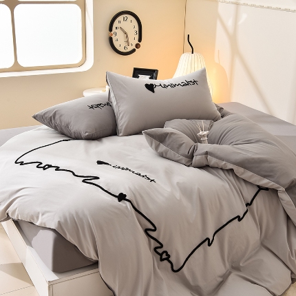 91家纺网 家纺一手货源 找家纺 （总）炫拼家纺 2025新款灵动系A类全棉40支水洗棉毛巾绣四件套