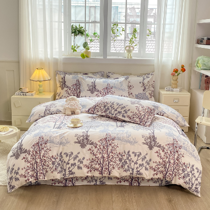 91家纺网 家纺一手货源 找家纺 （总）2025新款植物羊绒大板磨毛活性印花四件套