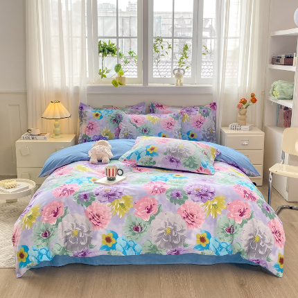 91家纺网 家纺一手货源 找家纺 （总）2025新款植物羊绒大板磨毛活性印花四件套