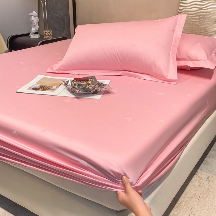 91家纺网 家纺一手货源 找家纺 （总）2025品乐100支长绒棉纯色提花床笠 笠高35cm