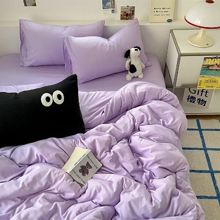 91家纺网 家纺一手货源 找家纺 （总）韩秀主推有优惠 2025云朵棉四件套双层纱大眼睛纯色四件套床笠刺绣花加厚水洗棉跑量款