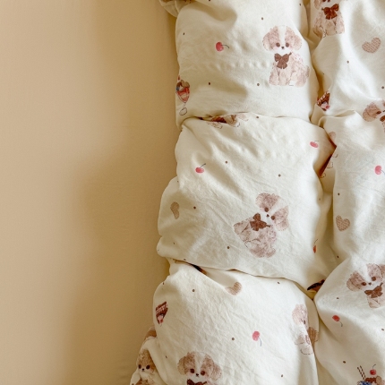 91家纺网 家纺一手货源 找家纺 温眠 2025新款亲肤柔软卡通印花水洗棉四件套 可爱泰迪