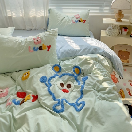 91家纺网 家纺一手货源 找家纺 （总）凯洛奇 2025新款1水洗棉毛巾绣四件套系列【提供买家秀】