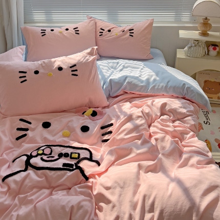 91家纺网 家纺一手货源 找家纺 （总）凯洛奇 2025新款1水洗棉毛巾绣四件套系列【提供买家秀】