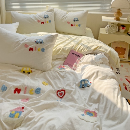 91家纺网 家纺一手货源 找家纺 （总）凯洛奇 2025新款1水洗棉毛巾绣四件套系列【提供买家秀】