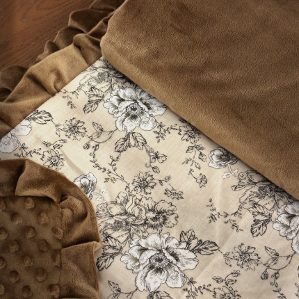 91家纺网 家纺一手货源 找家纺 （总）2025新款全棉A类小清新双层纱四件套-棉加绒系列