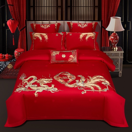 91家纺网 家纺一手货源 找家纺 （总）【2025新款严格控价】婚庆四件套长绒棉全棉刺绣可选六件套结婚喜庆全镂空花边