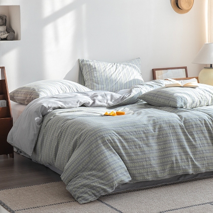 91家纺网 家纺一手货源 找家纺 艾咪-Amy ntmy 2025新款全棉色织小提花四件套 素瑾灰