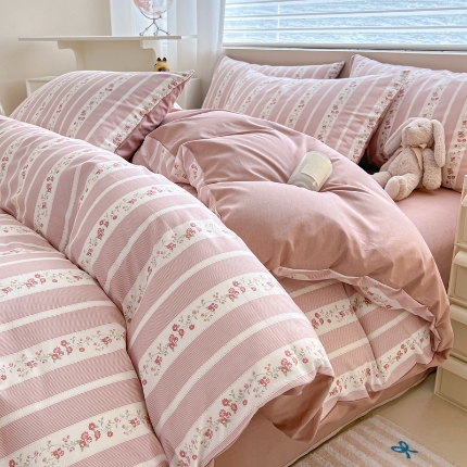 91家纺网 家纺一手货源 找家纺 （总）ins风小清新床上四件套100全棉纯棉被套床笠款学生宿舍床单三件套2025新款四季通用