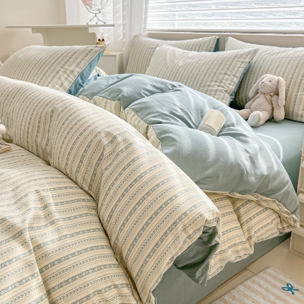 91家纺网 家纺一手货源 找家纺 （总）ins风小清新床上四件套100全棉纯棉被套床笠款学生宿舍床单三件套2025新款四季通用