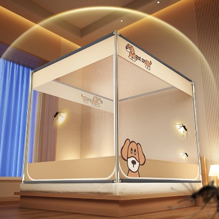 91家纺网 家纺一手货源 找家纺 （总）防摔蚊帐2025新款高级蒙古包家用卧室加粗儿童防止掉床超大空间免安装床笠卡通烫画可爱