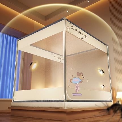 91家纺网 家纺一手货源 找家纺 （总）防摔蚊帐2025新款高级蒙古包家用卧室加粗儿童防止掉床超大空间免安装床笠卡通烫画可爱