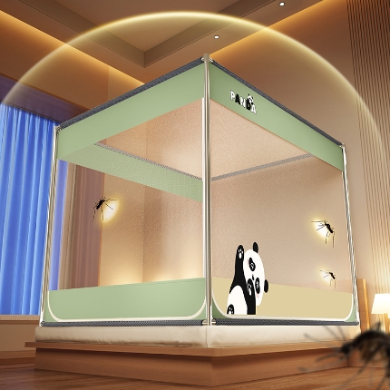 91家纺网 家纺一手货源 找家纺 （总）防摔蚊帐2025新款高级蒙古包家用卧室加粗儿童防止掉床超大空间免安装床笠卡通烫画可爱