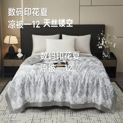 91家纺网 家纺一手货源 找家纺 （总）博尔菲  2025新款天丝镂空宽边数码印花夏凉被