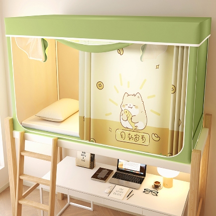 91家纺网 家纺一手货源 找家纺 （总）2025新款物理强遮光纳米技术静电植绒环保透气床帘加密纱学生蚊帐