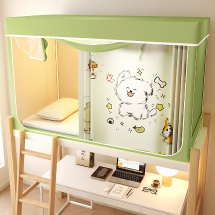 91家纺网 家纺一手货源 找家纺 （总）2025新款物理强遮光纳米技术静电植绒环保透气床帘加密纱学生蚊帐