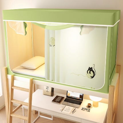 91家纺网 家纺一手货源 找家纺 （总）2025新款物理强遮光纳米技术静电植绒环保透气床帘加密纱学生蚊帐