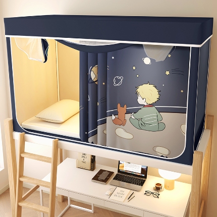 91家纺网 家纺一手货源 找家纺 （总）2025新款物理强遮光纳米技术静电植绒环保透气床帘加密纱学生蚊帐