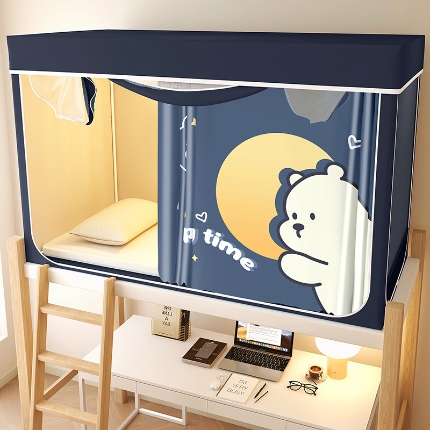 91家纺网 家纺一手货源 找家纺 （总）2025新款物理强遮光纳米技术静电植绒环保透气床帘加密纱学生蚊帐