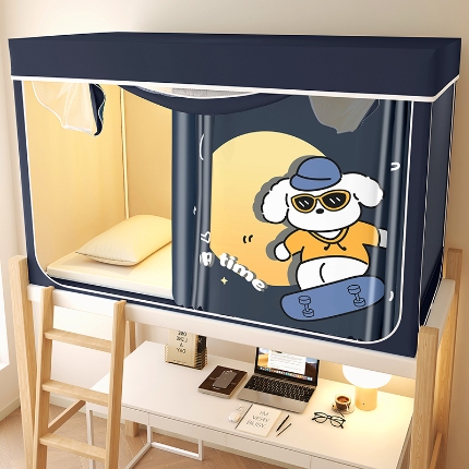 91家纺网 家纺一手货源 找家纺 （总）2025新款物理强遮光纳米技术静电植绒环保透气床帘加密纱学生蚊帐