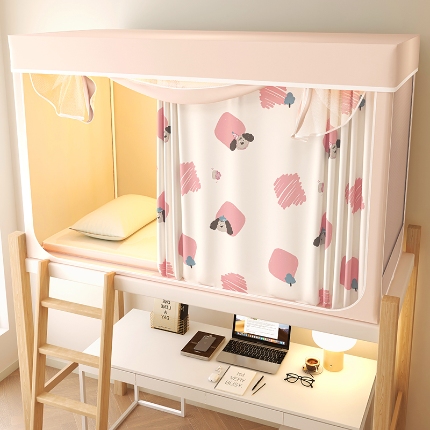 91家纺网 家纺一手货源 找家纺 （总）2025新款物理强遮光纳米技术静电植绒环保透气床帘加密纱学生蚊帐