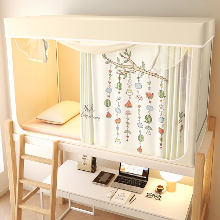 91家纺网 家纺一手货源 找家纺 （总）2025新款物理强遮光纳米技术静电植绒环保透气床帘加密纱学生蚊帐